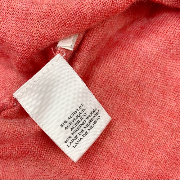 Ann Taylor long sleeve button back wool blend sweater crew neck in orange - Picture 5 of 7